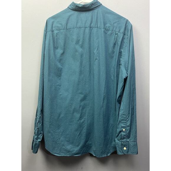 J Crew Shirt Mens Large Stretch Classic Button Up Blue‎ White Polka Dot - Picture 2 of 5